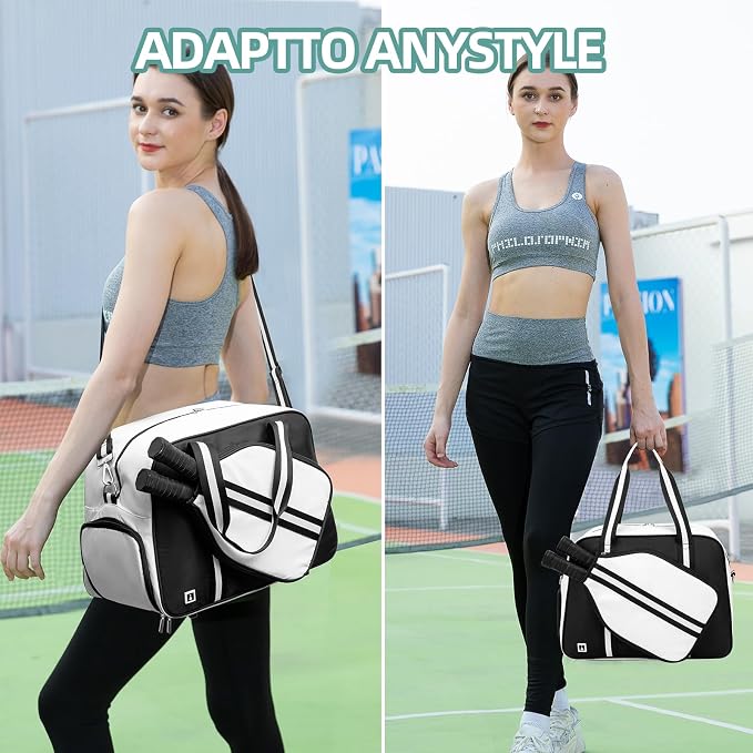 ROYALFAIR Pickleball Tote Bag for Women Men Large Capacity with Paddle Cover Pocket Internal Shoe Pocket and Adjustable Shoulder strap