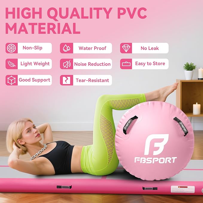 FBSPORT Air Roller Gymnastics Barrel, Inflatable Gymnastics Air Roller Inflatable Air Gymnastics Mat for Yoga Cheerleading Training Home Outdoor Indoor Use
