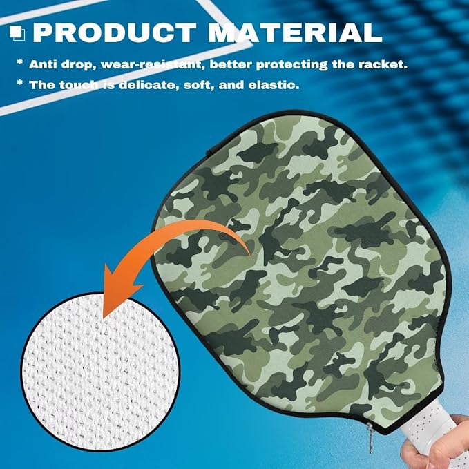 Blue Camo Corgi Pattern Print Pickleball Paddle Covers Only Paddles Holder Sleeve Fits Most Rackets