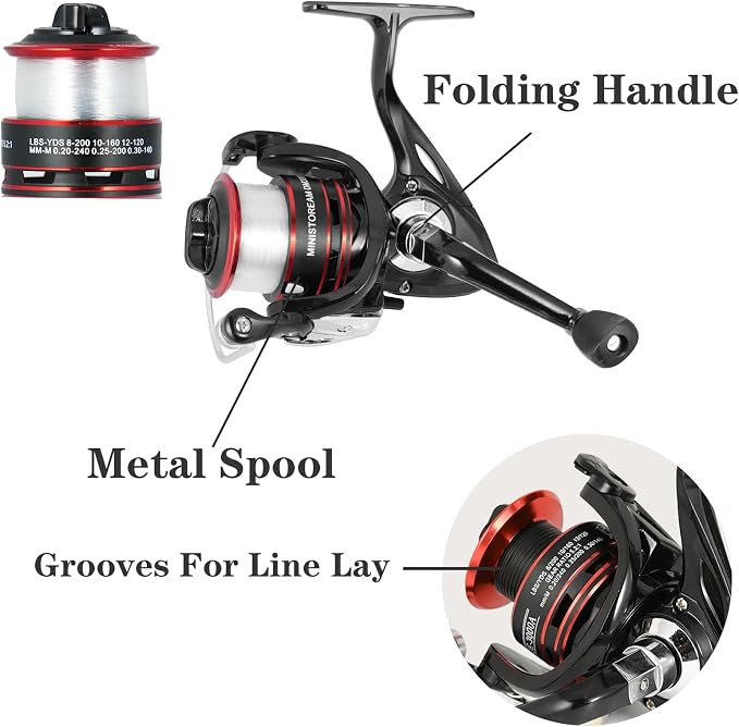 Carbon Fiber Fishing Pole Combo Set -2PACK 2.1m/6.89ft Spinning Reel, 57pcs Accessories Kit for Saltwater & Freshwater Fishing for Bass