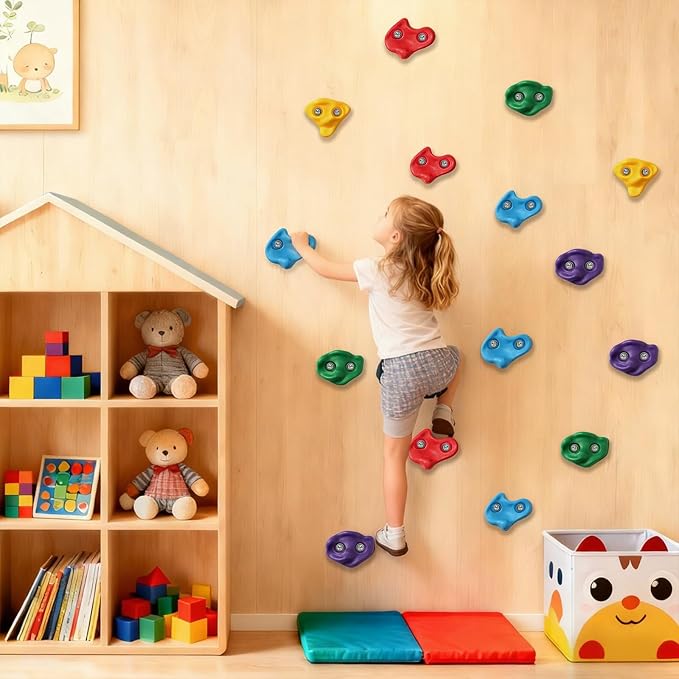 20 PCS Large Rock Climbing Holds for Kids, Large Climbing Holds Adult Rock Wall Holds Climbing Rock Wall Grips for Indoor and Outdoor Playground Play Set with Hardware