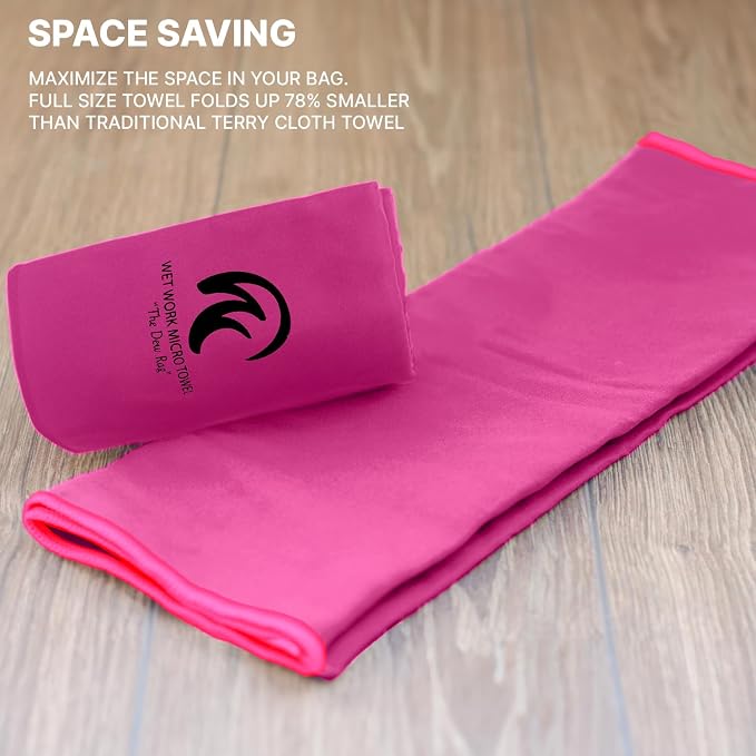 Wet Work 4 Extra Large Towels (60”x36”), Highly Absorbent Microfiber, Quick Dry, Lightweight & Ultrasoft, Perfect for Bath, Beach, Travel, Yoga, Lint Free Microfiber Towels for Body