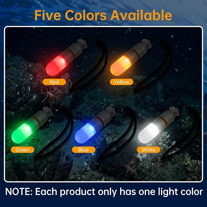 SecurityIng 4-Pack Dive Marker Light, 150m Waterproof Mini Scuba Tank Light, Steady & Flash Modes,AAA Battery Included, LED Diving Signal Light for Night Diving Camping Cave Adventure (Red)