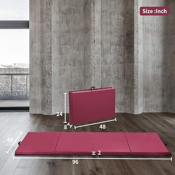 Gymnastics Tumbling Mats Portable Gymnastics Mat Folding Tumbling Mat Thick Yoga Mat Exercise Mat with Carrying Handles for home Workout outdoor Yoga Gymnastic