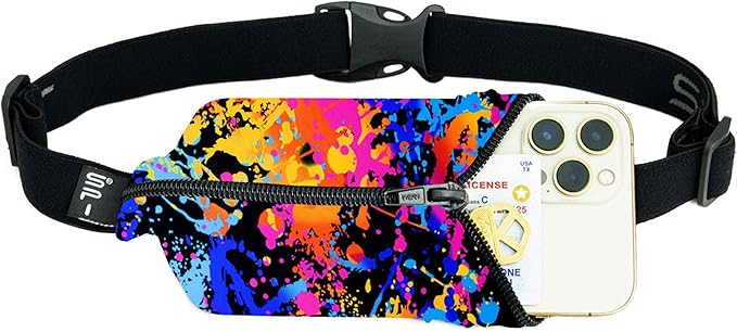 SPIbelt Running Belt Original for Women Men, Phone Holder for Running, Running Fanny Pack, Holder for Phone, Running Waist Pack, Adjustable Waist, [Fits All Phones]. Rave with Black Zipper