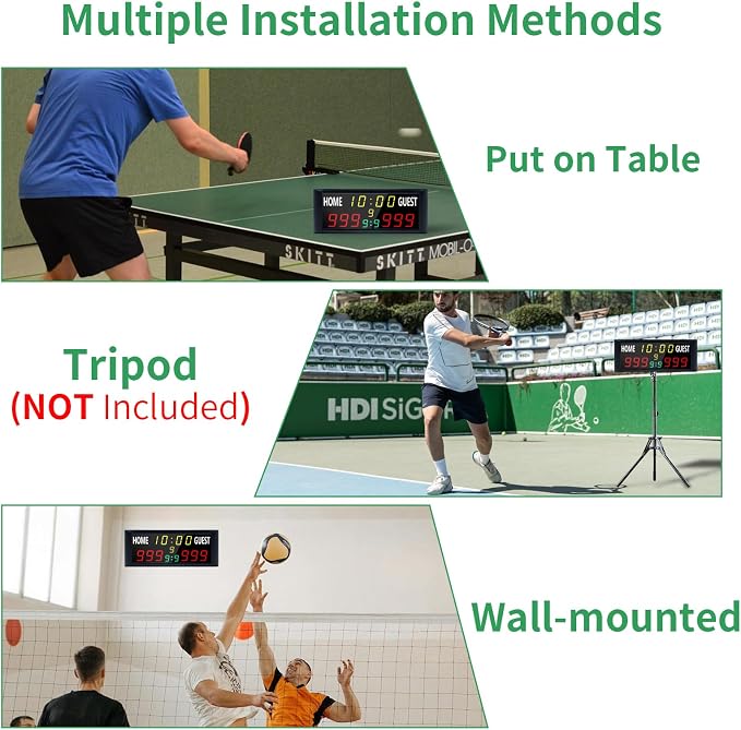 YZ 16” Large Electronic Scoreboard with Remote, Bright LED Scoreboard for Outdoor Games, Digital Scoreboard with Timer Clock, Portable Score Keeper for Football/Basketball/Cornhole/Volleyball