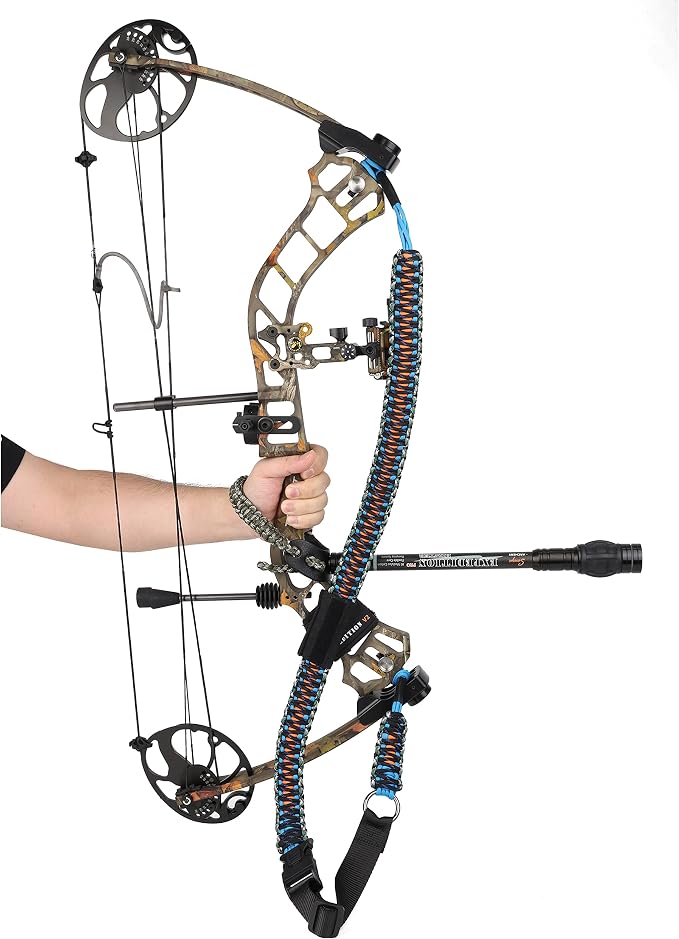SUNYA Paracord Compound Bow Sling with V2 Upgraded Magnetic Connection System. Lightweight Hands Free Shoulder Carrying Sling for Bow Hunting, Field Archery and 3D