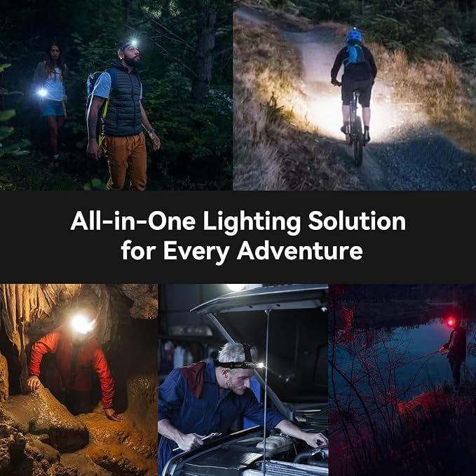 sofirn Rechargeable Headlamp HS42 with Red Light Mode, Dual Clip, 2100 Lumen Ultra Bright LED Headlamp Type C Charging Port, IP66 Waterproof for Hiking, Outdoor Camping, and Automotive Maintenance