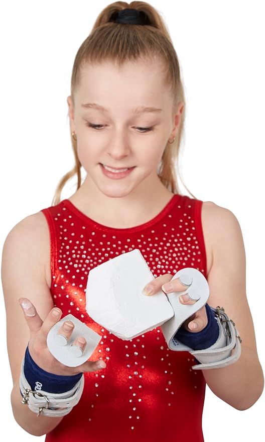 Hook & Loop Leather Grips for Girls Gymnastics | Dowel Grips, 4" Wristbands | Gymnastics Grips for Girls | Youth Bar Grips | Gymnastics Gloves