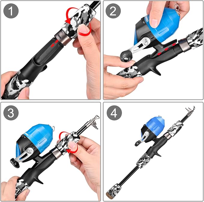 ODDSPRO Kids Fishing Pole - Portable Telescopic Kids Fishing Rod and Reel Combo Kit - with Spincast Fishing Reel Tackle Box for Girls, Youth