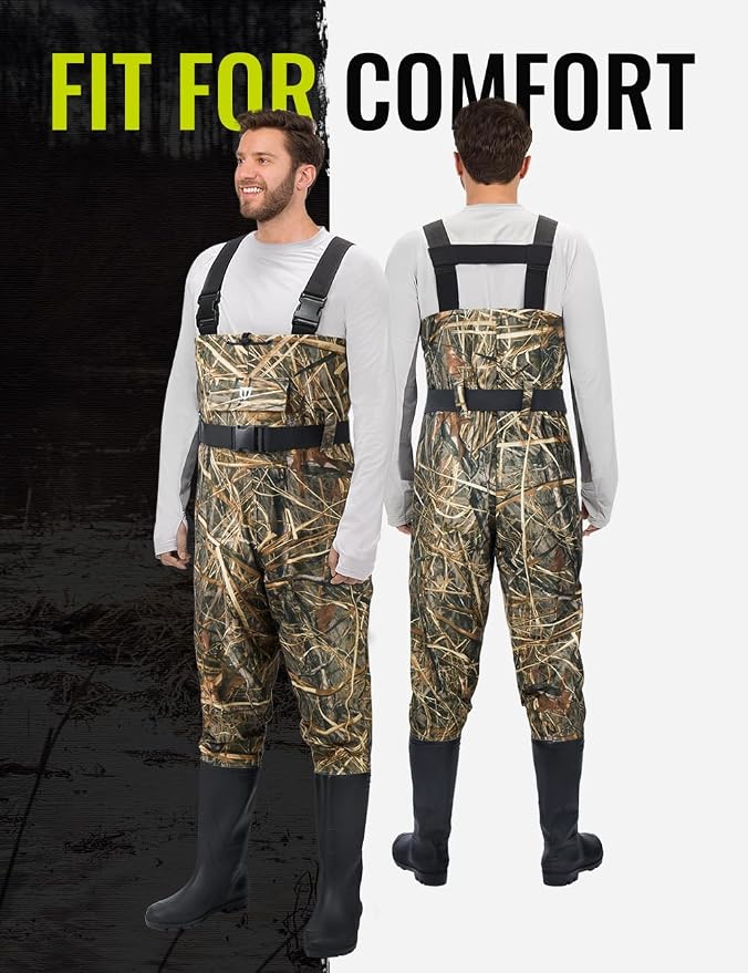 TIDEWE Chest Waders for Men Women, Waterproof Fishing Waders | Waterproof 420D 2-Ply Nylon/PVC, Lightweight Bootfoot Hunting Waders, Adjustable Suspenders, Boot Hanger