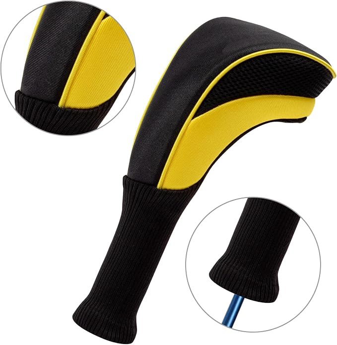 Golf Club Head Covers for Woods 3/4/5/6 Pieces Long Neck Mesh Sports Golf Club Headcovers Set with Interchangeable No. Tags 3 4 5 6 7 X Golf Accessories for Men Women