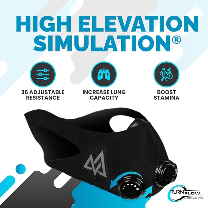 TRAININGMASK - 2.0 Turn Flow - Resistance Training Mask® - Fitness Mask, High Altitude Mask, Workout Mask