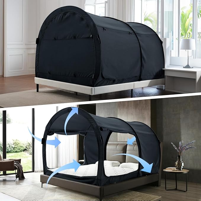Alvantor® Bed Tent Queen Blackout Sleeping Tent Bed for Adults Queen Size Beds Canopy Pop Up Indoor Tents Portable Dream Privacy Tents for Beds (Mattress Not Included)