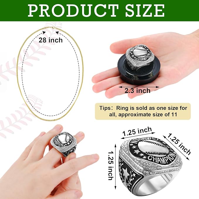 Highergo 10 Pcs Basketball Softball Baseball MVP Dancer Champion Trophy Ring with Display Stand Star Football Soccer Volleyball Golf Cheerleading Bowling Track Field
