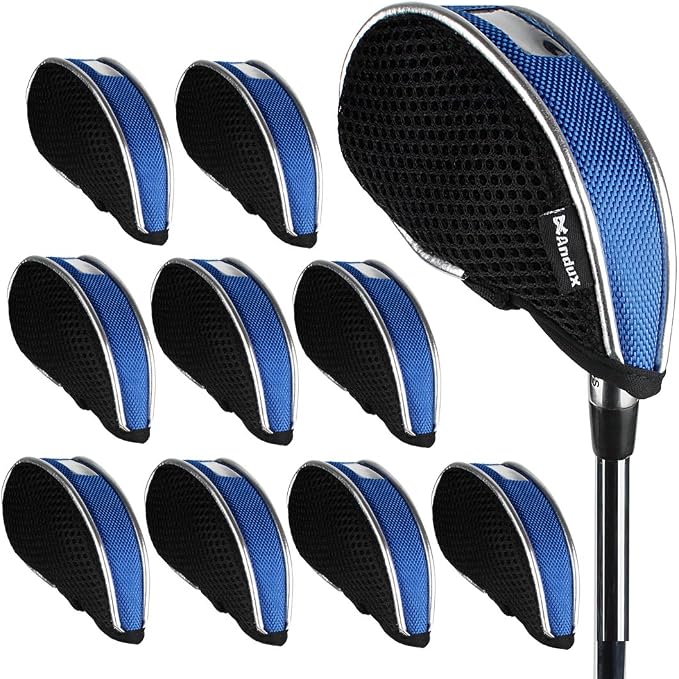 Andux Mesh Golf Iron Club Head Covers Clear Window 10pack | Left and Right Handed
