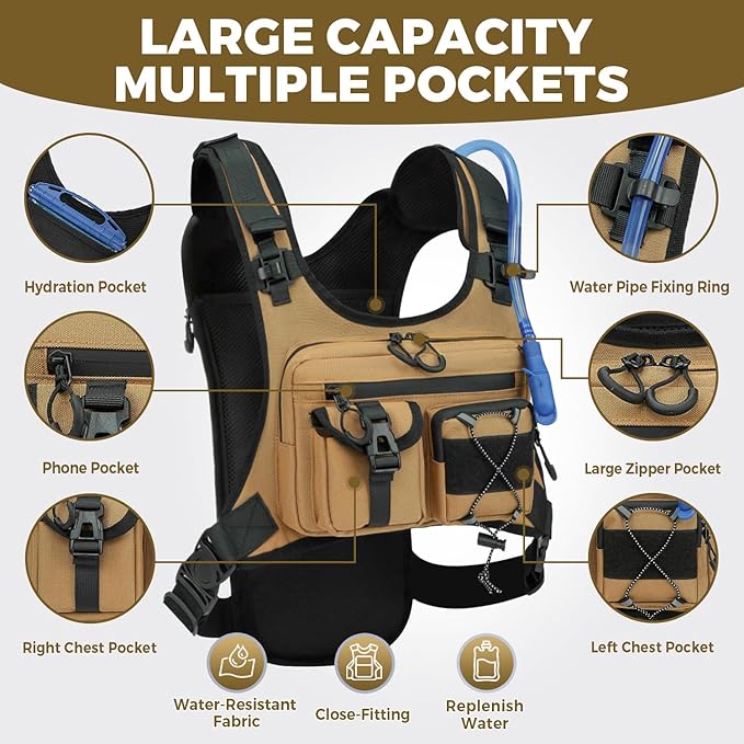 Criuage USA Patent Running Hydration Vest Backpack, Lightweight Chest Pack with 2.0L Water Bladder Bag Daypack for Hiking Running Cycling Race Marathon for Women Men
