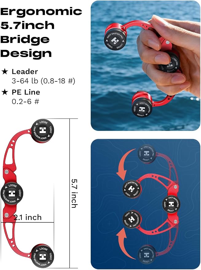 HOOK-EZE FG Knot Tying Tool, GT Knot Assist for Braid to Leader Connection, Adjustable Tension, Fast and Secure FG Knotter, Premium Fishing Gifts for Saltwater Freshwater Anglers Fishermen