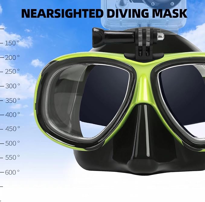 Nearsighted Snorkeling Gear for Adults Youth, Professional Full Dry Top Silicone Snorkel Set, Anti-Fog Scuba Diving Mask with Adjustable Strap