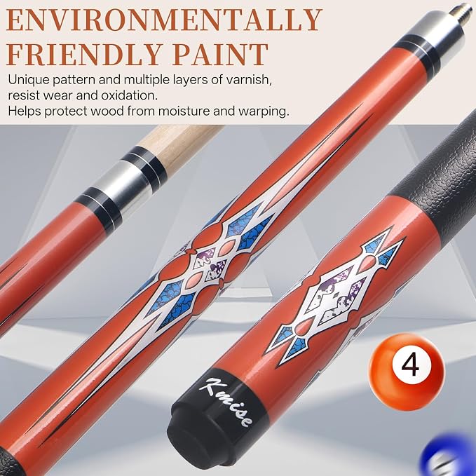 Kmise Pool Stick Set of - 58" Pool Cue Stick, Canadian Maple Professional Billiards Pool Cue, Pool Sticks for Adults, 18~21oz Multiple Colors