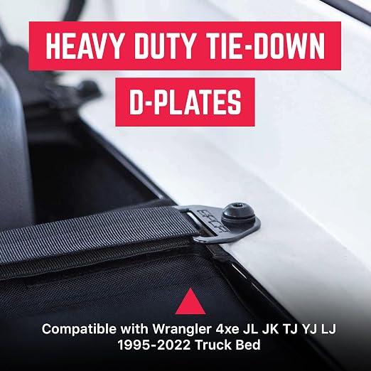 GPCA - Tie Down Metal D-Plates/D-Buckles, Easy-to-Install Truck Tie Downs, Compatible with Cargo Cover Mounts, Heavy-Duty Jeep Wrangler Accessories for 4xe, JL, JT, JK, TJ and More, 3mm, 6 Packs