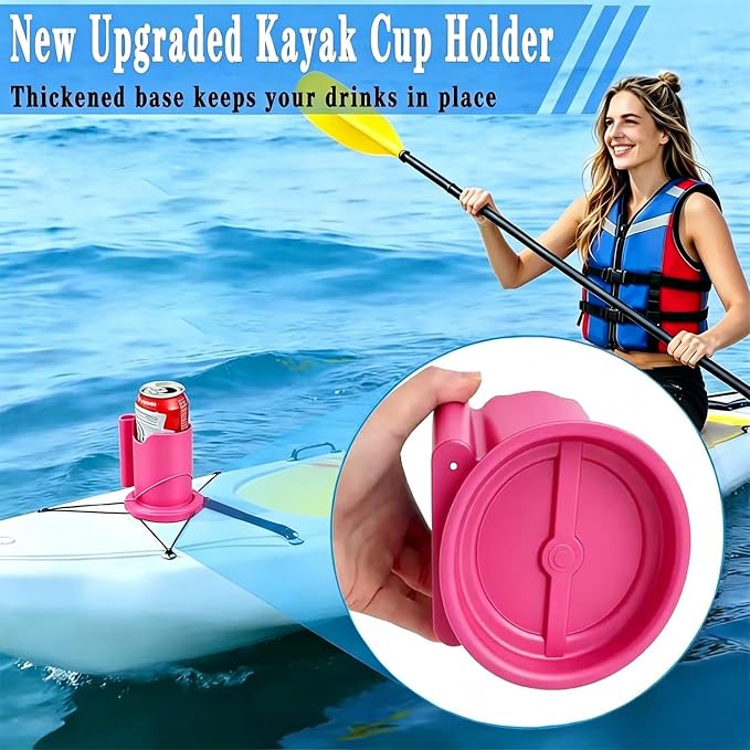 Paddle Board Cup Holder, 2-in-1 Kayak Cup Holder, Thickened Base Increased Stability, Paddle Board Accessories for SUPs, Canoes, Surfboards, Boats