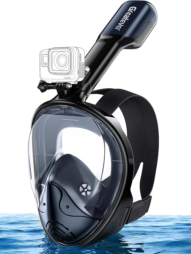 Greatever Full Face Snorkel Mask, Snorkeling Gear for Adults with Latest Dry Top Breathing System and Detachable Camera Mount, Foldable Snorkel Mask Adult, Snorkels Anti-Fog & Anti-Leak