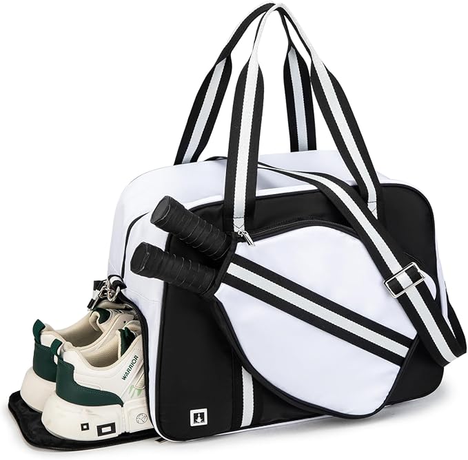 ROYALFAIR Pickleball Tote Bag for Women Men Large Capacity with Paddle Cover Pocket Internal Shoe Pocket and Adjustable Shoulder strap