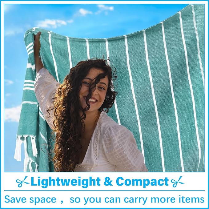 Oversized Turkish Beach Towel Blanket XXL Cotton Sandproof Towels Boho Woven Extra Large Big Sand Free Giant Throw Blankets Huge Quilt XL Picnic Camping Necessities Cloud For Adult Gifts Teal