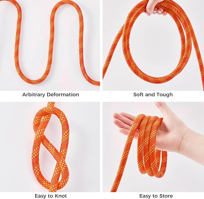 1/2 Inch 200ft Double Braided Polyester Arborist Rope, Heavy Duty Nylon Rope for Anchor, Tree Work, Cargo, Pulling, Sailing(Orange)