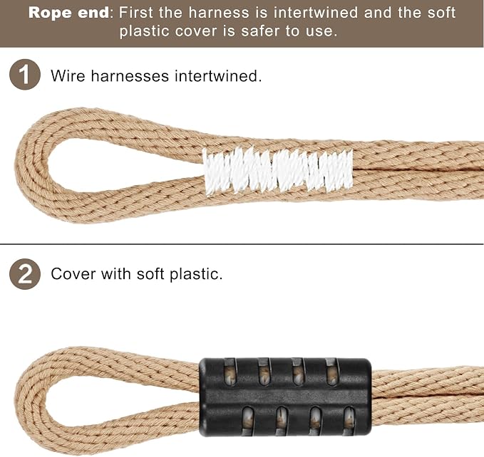 SELEWARE Tree Swing Rope Hammock Tree Straps hanging Kit, Adjustable Rope Fast & Easy to Hang Hammock Chair Swing for Indoor Outdoor Tree Branch Camping Playground Accessories (Beige1, 80 Inch,1 Pack)
