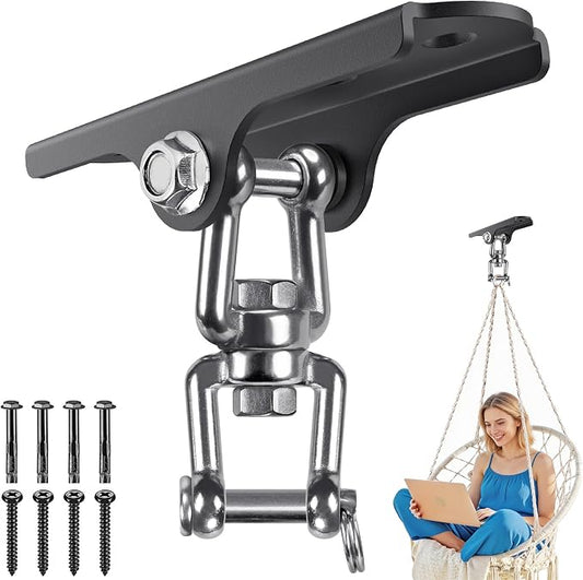 Dolibest Heavy Duty Swing Hanger,Ceiling Mount Swing Hook,One-Piece Design Base, Swing Set Hardware for Punching Bag, Boxing, Hammock Chair, Yoga Swing, Porch Swing (360° +180° Rotation)