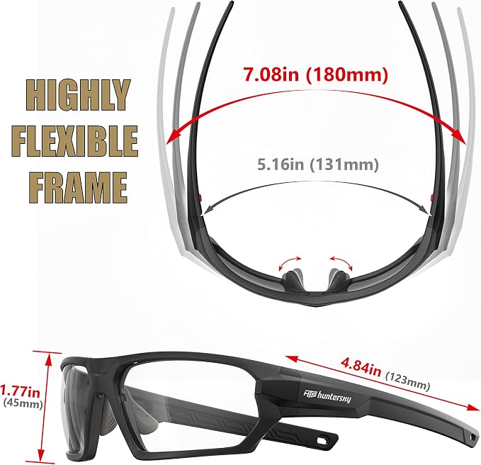 HTS HUNTERSKY Ballistic Tactical ANSI Z87.1+ Impact Protection Anti Fog Shooting Glasses Military Grade Airsoft Range