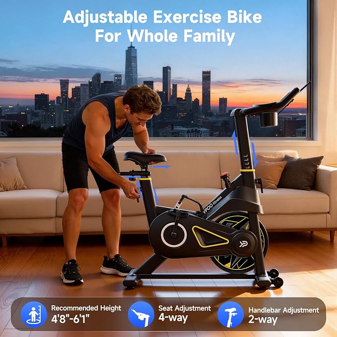 Exercise Bike,Indoor Exercise bikes for Cardio Adjustable Magnetic Resistance Stationary Bikes for Home with 300lbs Weight Capacity