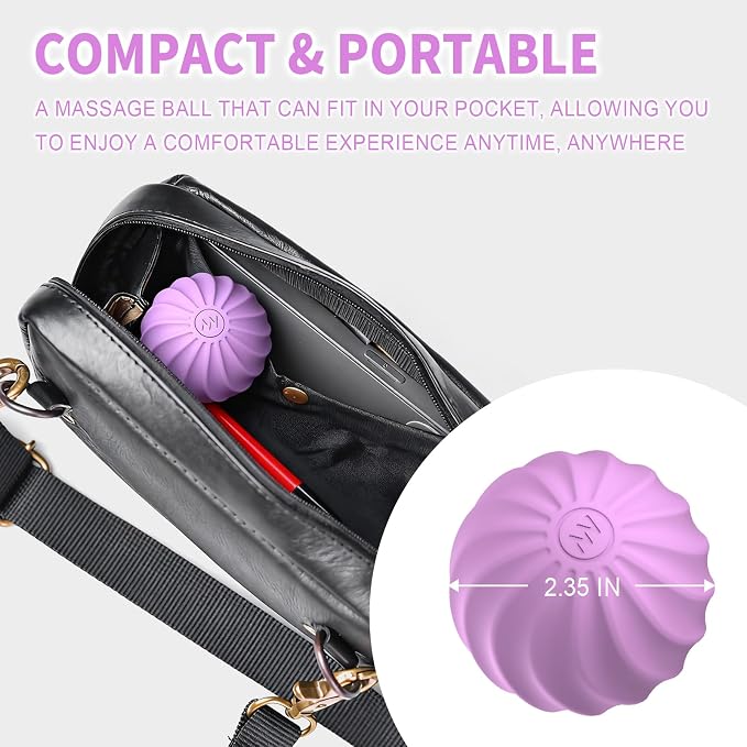 2.3" Mini Vibrating Massage Ball, 10-Speed Vibrating Foam Roller, Lacrosse Ball Massage Ball Therapy for Relieving Muscle Tension & Soreness, Vibrating Massage Roller for Plantar Fasciitis(Purple)
