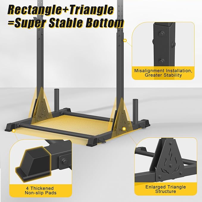 Jusgym Pull Up Station, Strength Training Workout Pull Up Bar Free Standing for Home Gym, Adjustable Heavy Duty Pullup Bar Station Outdoor/Indoor, 600LBS Weight Capacity