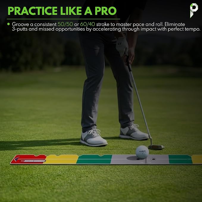 2PCS Golf Putting Aid Stroke Meter 2.0, Professional Putting Training Aid for Stroke Length, Speed & Distance Control, Alignment Putting Sword Start Line Trainer for Indoor & Outdoor Practice