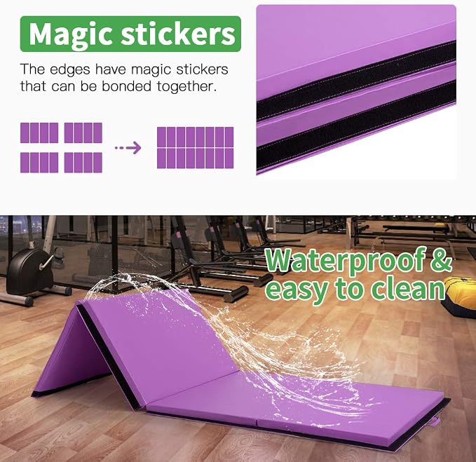 Gymnastics Tumbling Mats Portable Gymnastics Mat Folding Tumbling Mat Thick Yoga Mat Exercise Mat with Carrying Handles for home Workout outdoor Yoga Gymnastic