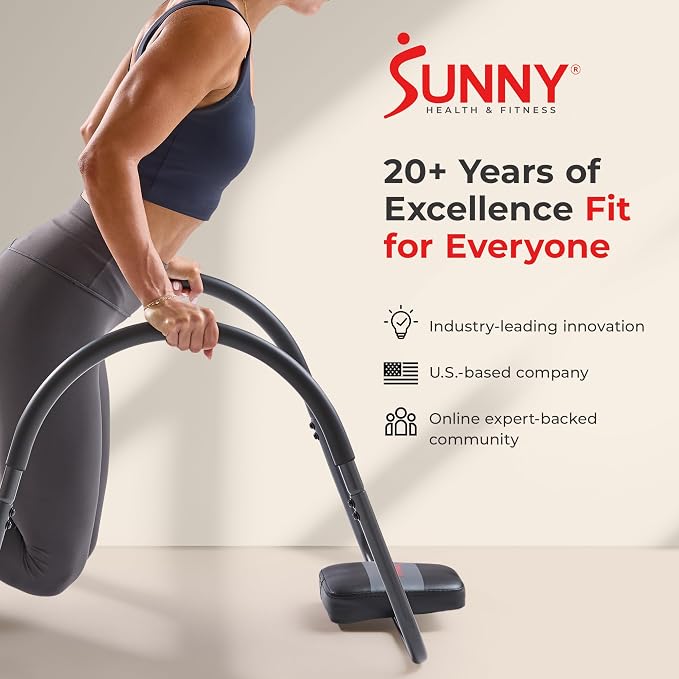 Sunny Health & Fitness Adjustable Abdominal Waist Trainer with Elbow Support for Abdominal Exercises and Cardio Workouts