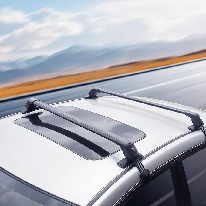 VEVOR Roof Rack Cross Bars, Aluminum Roof Rack Crossbars, Fit Roof Without Side Rail, 155 lbs Load Capacity, Adjustable Bare Roof Crossbars with Locks, for SUVs, Sedans, and Vans