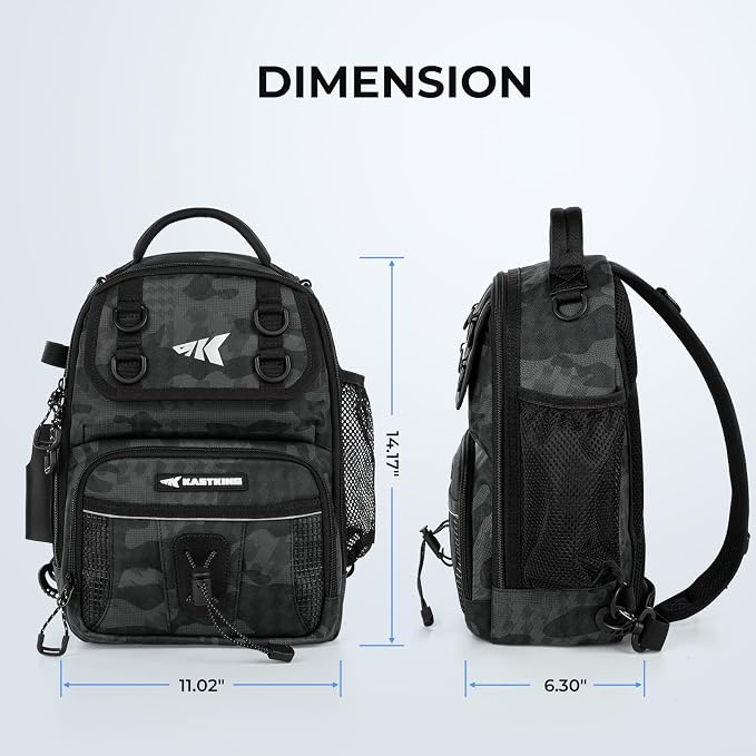 KastKing BaitSpace Fishing Sling Bag, Fishing Backpack with Rod & Beverage Holder, Tackle Bag for Fishing Gear