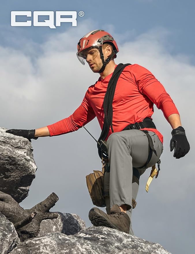 CQR Men's UPF 50+ Sun Protection Long Sleeve Quick Dry Athletic Shirts, Stretch Running Workout Hiking T-Shirts