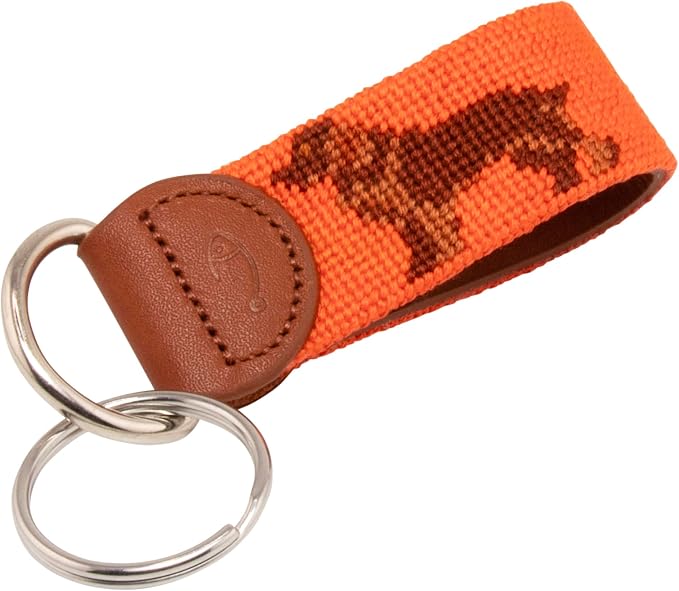 Leather Hand-Stitched Needlepoint Key Fob or Key Chain