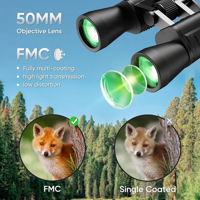 10-30x50 High Power Zoom Binoculars for Adults, Low Light Night Vision/Daily Waterproof / BAK7 Prism/FMC Lens, HD Professional Binoculars for Bird Watching, Hunting, Outdoor, Hiking.