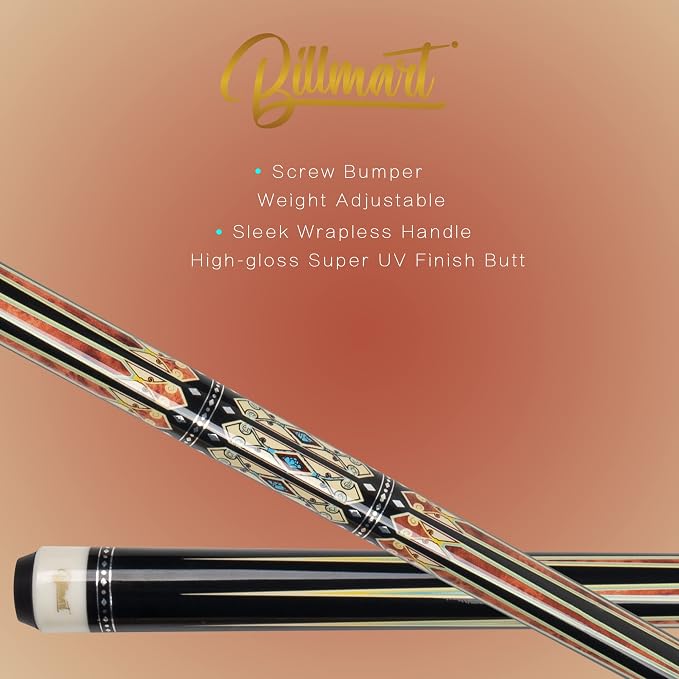 Billmart Pool Cue Stick, Low Deflection Shaft Billiard Cue Sticks with Hard Case, Pool Table Sticks Queue, 19-21 oz Pool Que