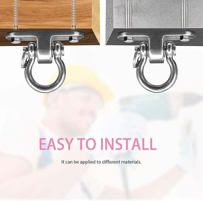 2-Pack Stainless Steel Swing Hangers,Slient Bearing Swing Hanger, Anti-Rust Heavy Duty 180° Rotary Swing, 1500LB Wooden Yoga Hammock Chair, Sandbag Porch Swing
