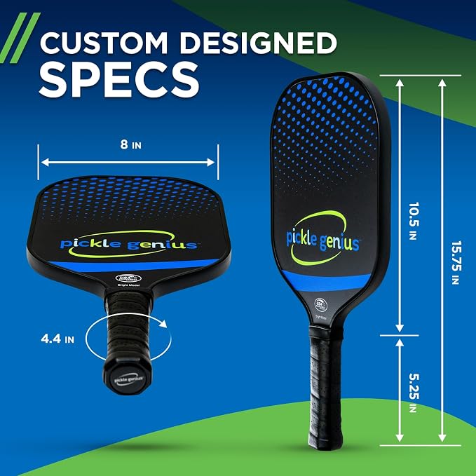 Pickle Genius 13mm Quiet Pickleball Paddle – 8oz USAPA Approved Carbon Fiber with Grit – Pickleball Racket for Adults – Honeycomb Core Vibration Dampening for Spin, Control & Tennis Elbow Relief