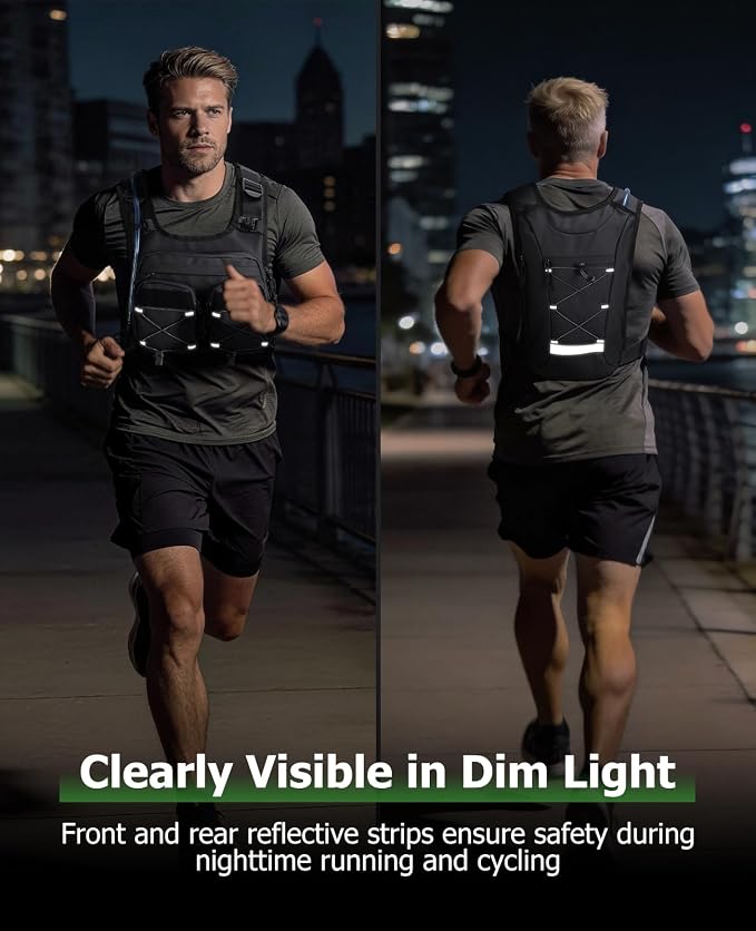 NOOLA Running Vest with 2L Water Bladder, Reflective Hydration Backpack for Men Women, Lightweight Chest Pack with Phone Pocket Adjustable Running Backpack for Marathon Fishing Cycling Hiking
