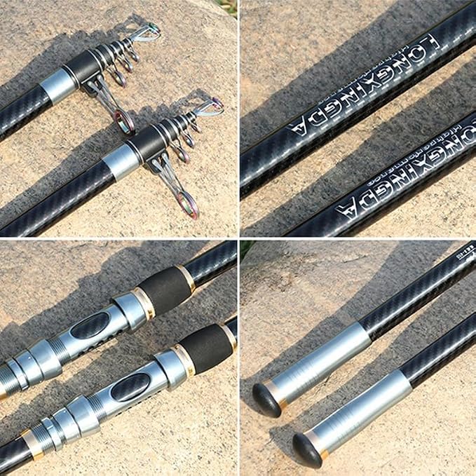 13Ft 14Ft 16.4Ft Telescopic Fishing Rod,1-7Oz,15-40LB Carbon Portable Spinning Fishing Pole, Boat Saltwater and Freshwater Surfcasting Baitcasting Rod, Long Distance Throwing Fishing Rod
