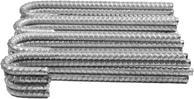 Pinnacle Mercantile Rebar Stakes J Hook Heavy Duty Steel Ground Anchors 12 inch Chisel Point End (16, Galvanized Steel Rebar 12" 1/2" Round)